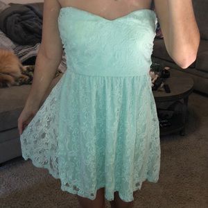 Mint lace floral dress